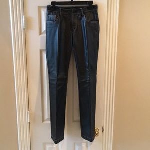 Black Genuine Leather Pants White Stitching Size 0